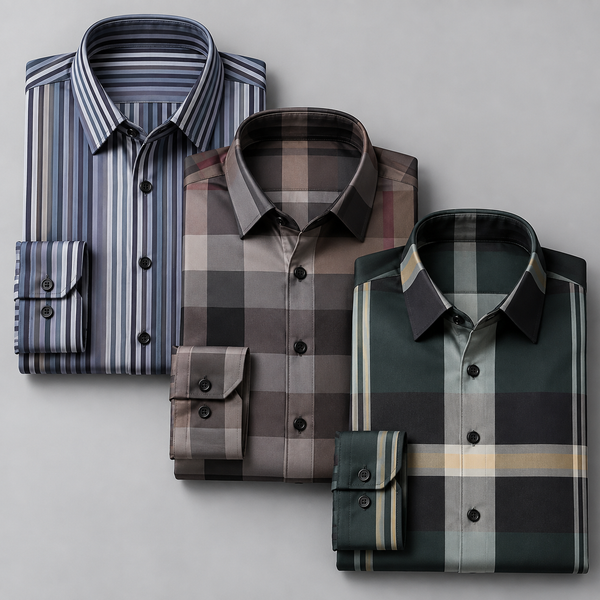 Men’s Classic Check Collection – Pack of 3 | Maroon + Grey + Olive