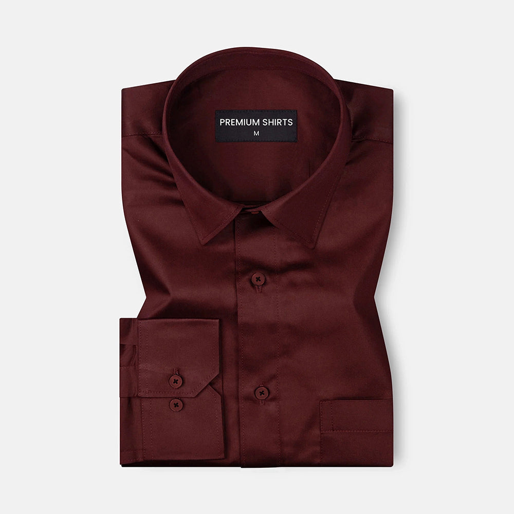 Maroon premium satin shirt included in the 3-shirt combo