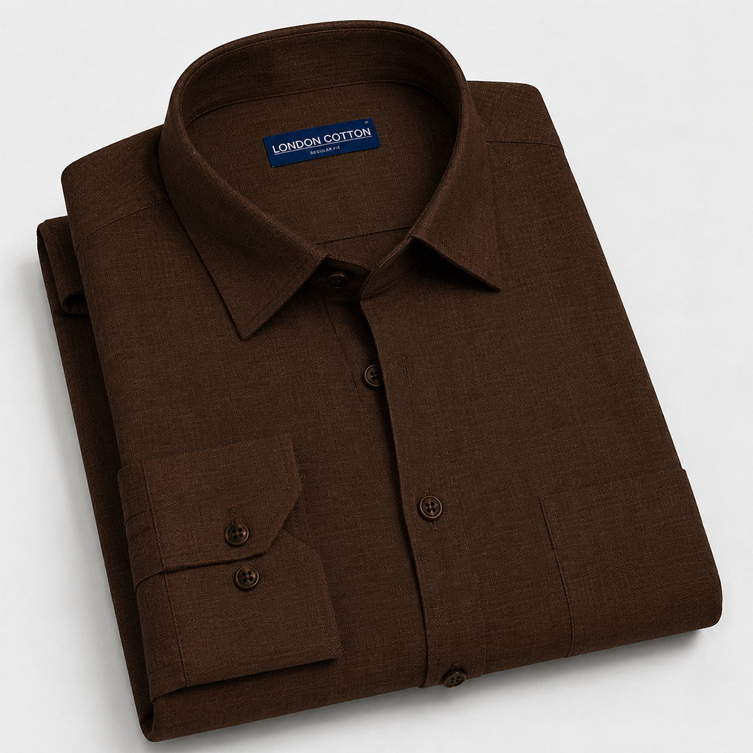 Textured Linen Shirts | Pack of 3 – Cream, Olive & Brown – included shirt 3 of 3