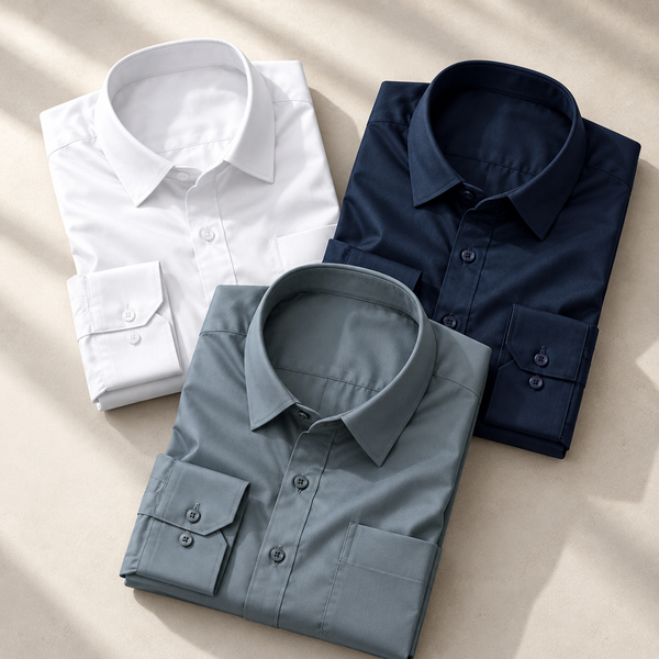 Men’s Premium Satin Shirts | Pack of 3 – White, Navy & Teal